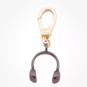 COACH Headphones Bronze/Purple Gold-Tone Necklace Bracelet Bag Charm with Pouch